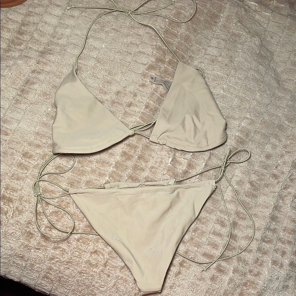 Cream Triangle Bikini Set